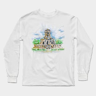 Watercolor Singosari Temple Long Sleeve T-Shirt